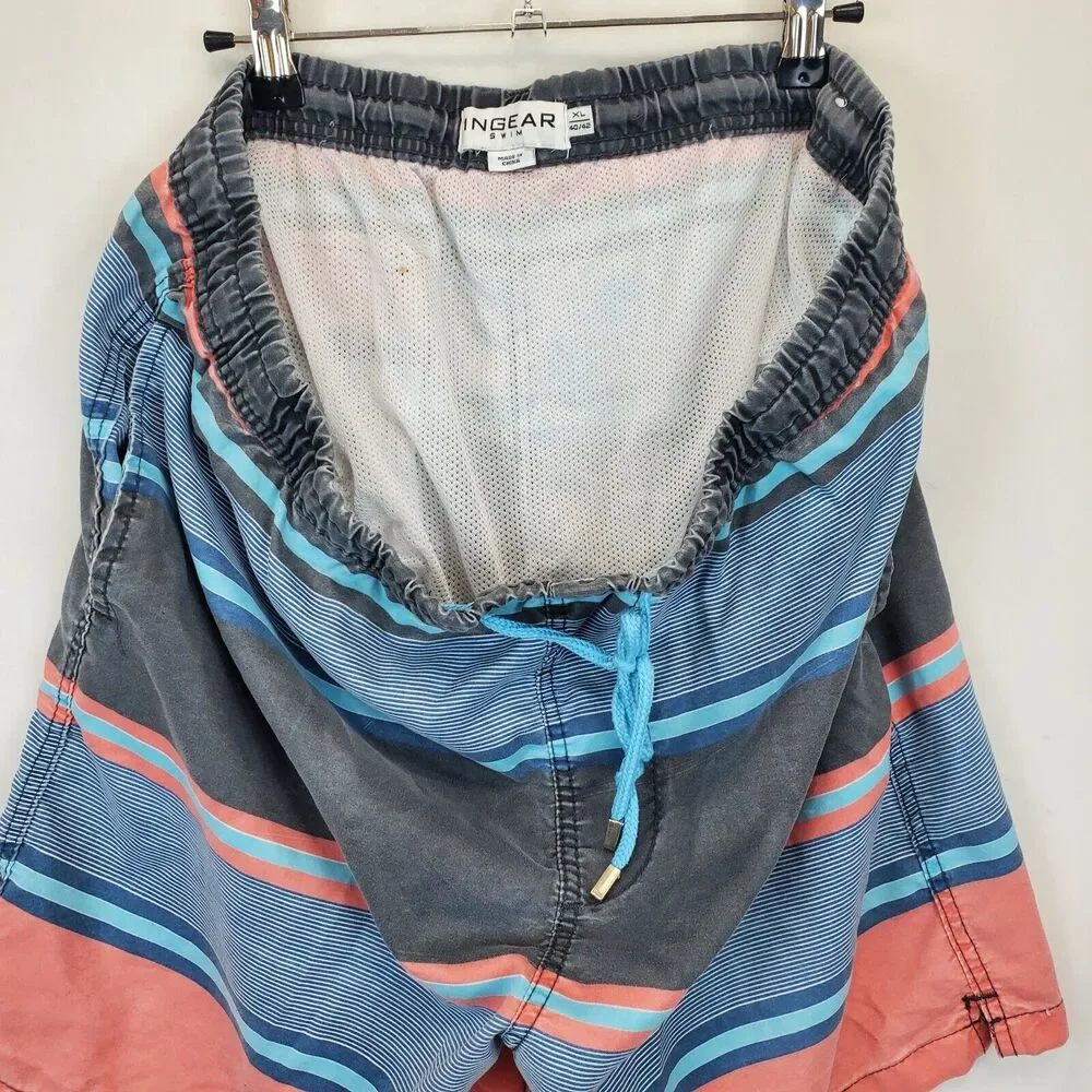 Ingear Swim Trunks Men XL 40 / 42 Drawstring Mesh Lining Beach Shorts Blue